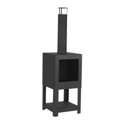 Esschert - Terraskachel met houtopslag zwart