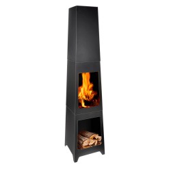 BBQ Collection Terrashaard - Buitenhaard - Houtkachel - Brandhout Opslag - Terrasverwarming - Zwart - 36 x 36 x 150 Cm