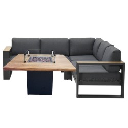 Garden Impressions Plaza loungeset 4-delig - donker grijs met Sagres sfeerhaard